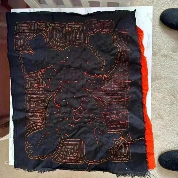 Fabric - Fish tapestry measuring 17in x 14in cotton orange and black. - Picture 2 of 2